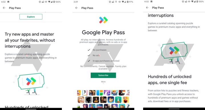 Google is testing Play Pass – A Subscription service for Google Play Apps and Games